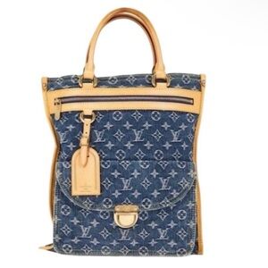 Louis Vuitton Denim Sac Plat Bag-EUC